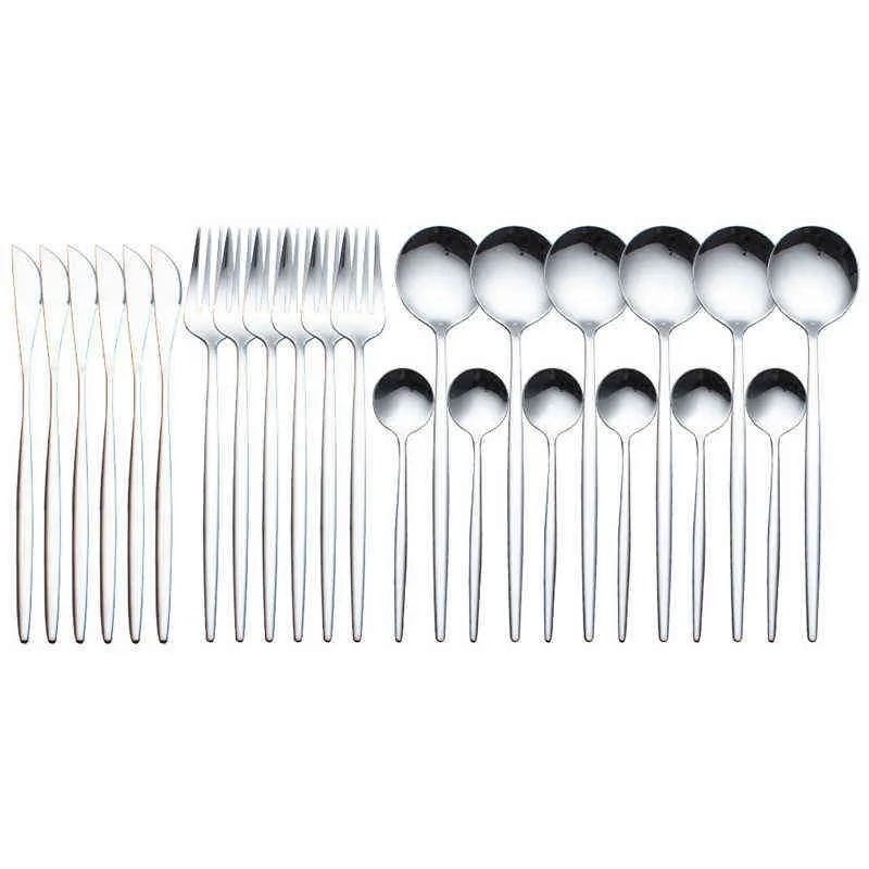 tabell bestick rostfritt stål silver guld dinnerware set sked kniv gaffel porslin 211228