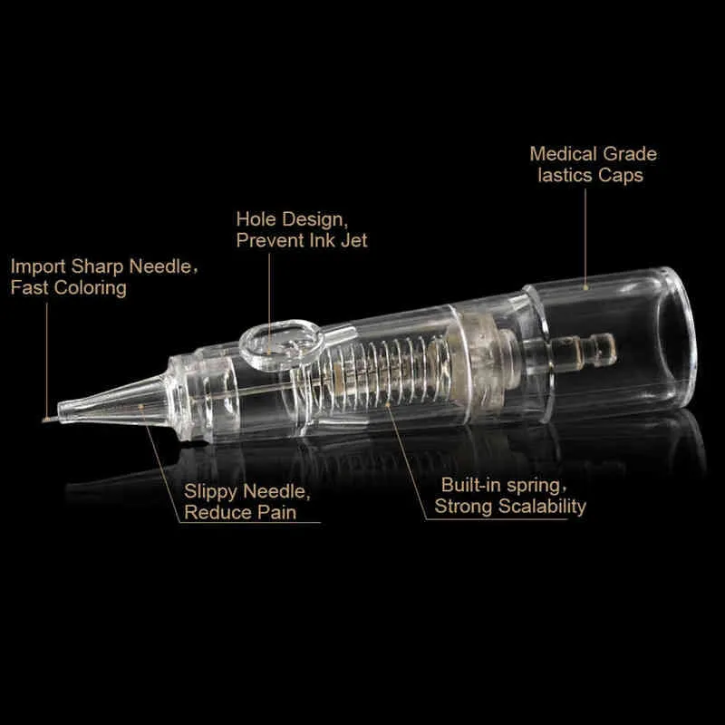 10 sztuk Biomaser Igły do ​​tatuażu jednorazowej Igła do makijażu do makijażu Igła do krawędzi brwi z 1R, 2R, 3R, 5R 211229