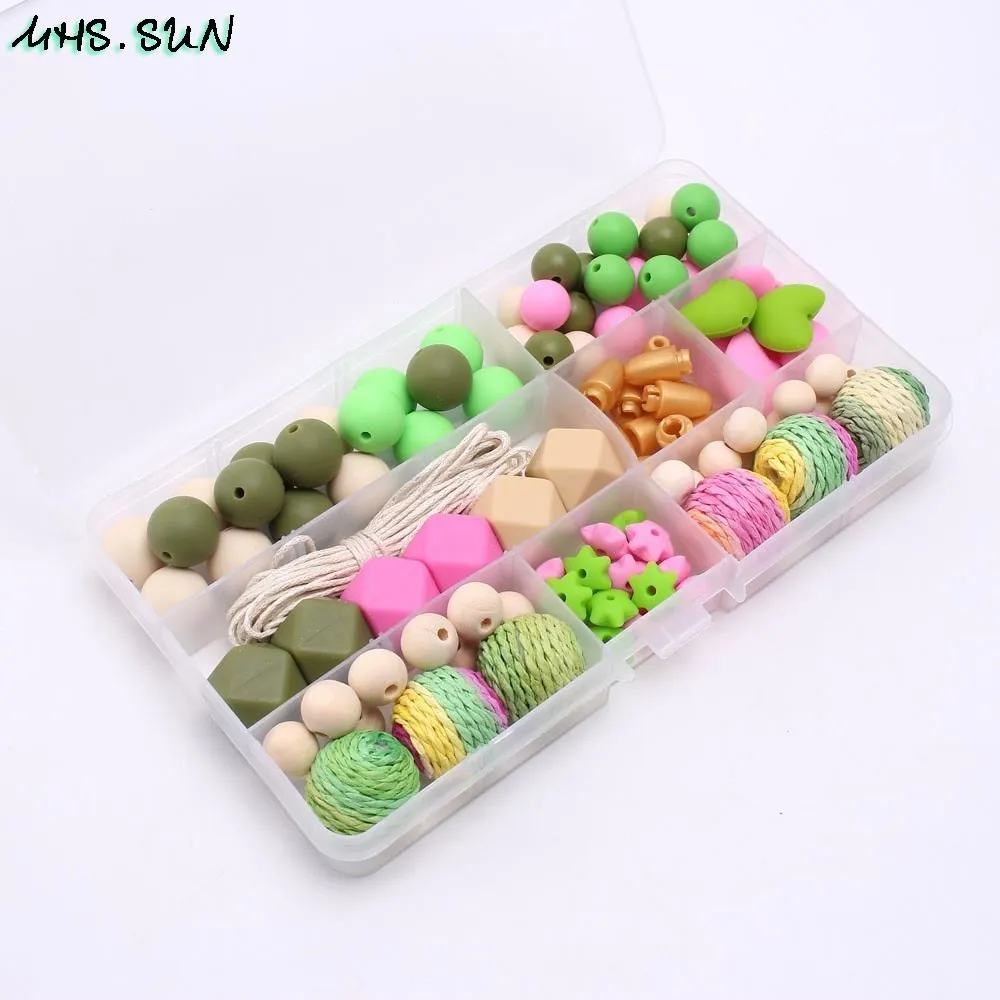 MHS SUN SILICONE HEARS مجموعة Baby Beads Beads Food Grade Teether Accessories DIY AMY Jewelry Pacifier Chain T200730234B