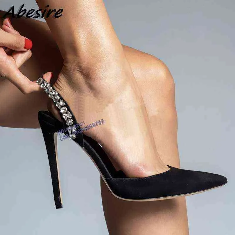 Sandálias Sandálias High-Heeled das Mulheres Sapatos de Verão apontados Voltar Lace Up Sapatos de Salto alto Novos sapatos de cristal vermelho 220309