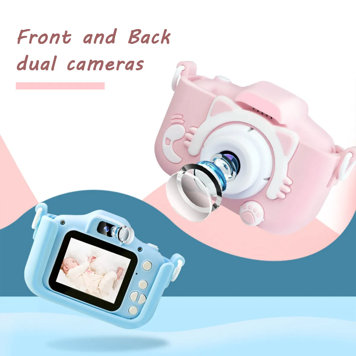 Mini appareil photo numérique pour enfants HD écran caméra vidéo jouet 20 millions de pixels enfants dessin animé mignon caméra photographie en plein air LJ201105