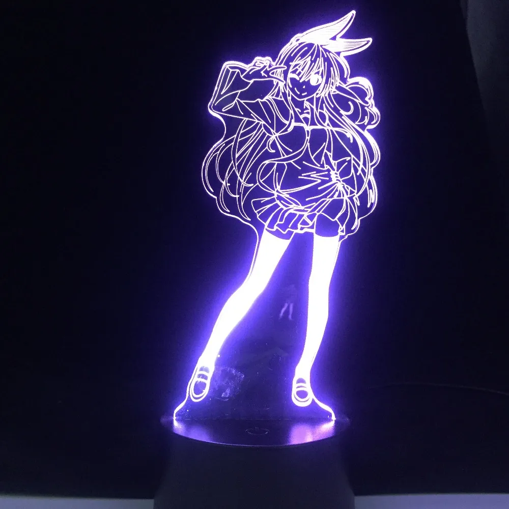 Söt japansk waifu 3d Night Light Anime Lamp Yumeko Jabami från Kakegurui Compulsive Gambler Decor USB Nightlight Drop297p