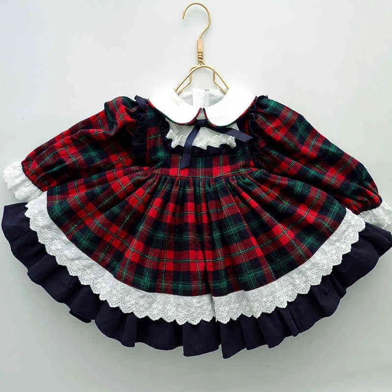 Baby Girl Robe espagnole pour les filles en bas âge Vintage Plaid Turquie Robes Enfants Anniversaire Baptême Party Outfit Robes 211231