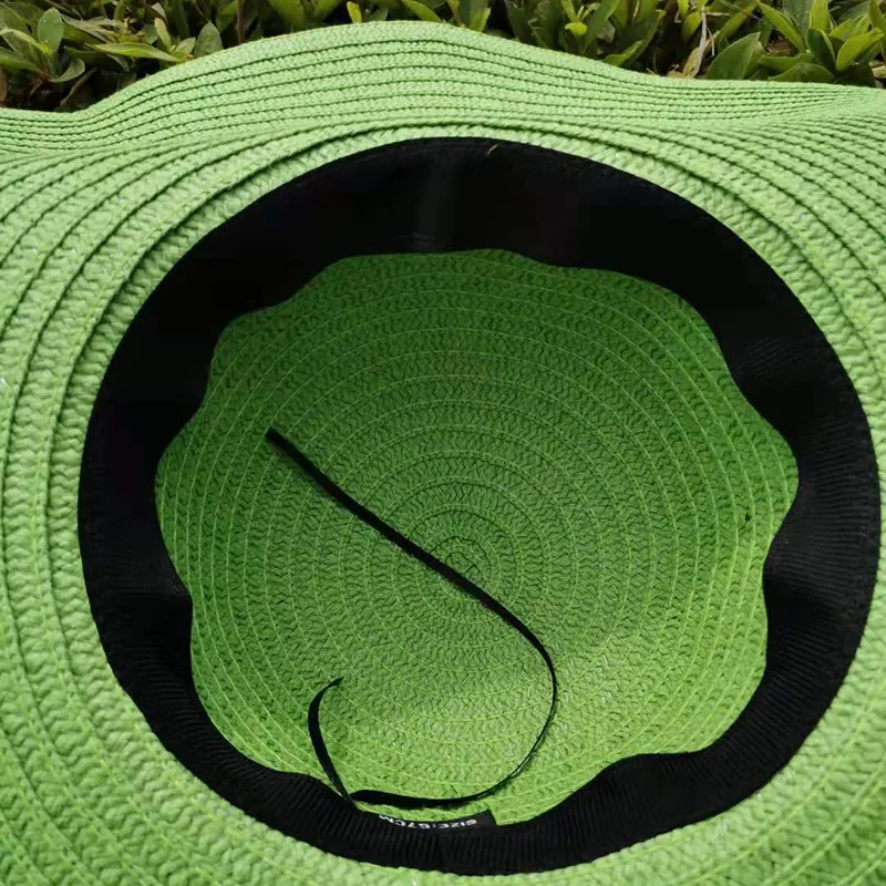 Verão 25m grande borda oversize dobrável chapéus de praia para mulheres dobrável chapéu de palha proteção solar festa viagem chapéu gota 220712286g