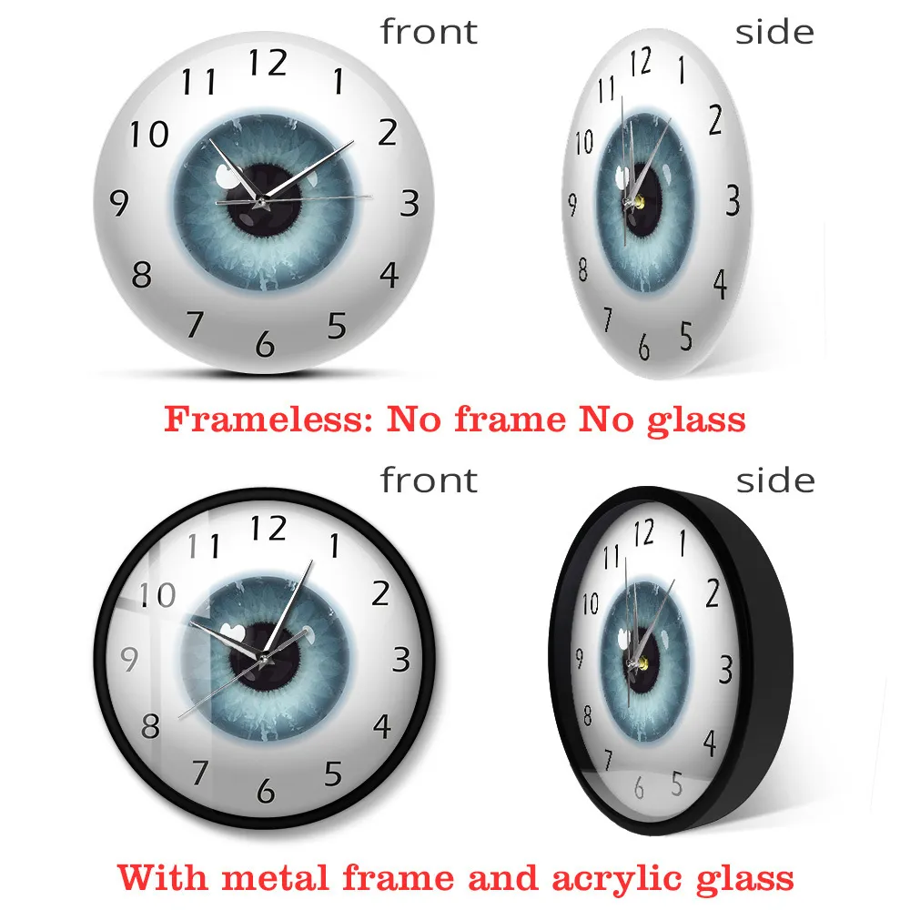 The Eye Eyeball Pupil Core Sight View Oftalmology Silent Wall Clock All Seeing Menselijk Body Anatomy Nieuwigheid Muurhorloge Gift LJ200827