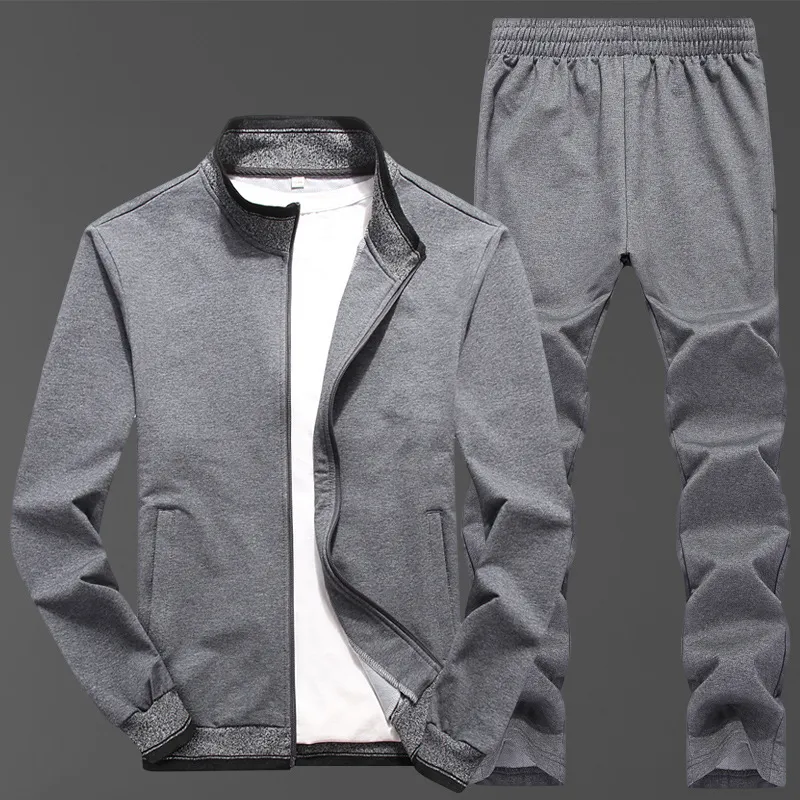 Zwei Stück Set Herren Trainingsanzüge Frühling Herbst Einfarbig Männer Marke Sportswear Jacke Hosen Sweatsuits Plus Größe Kleidung 5XL 201109