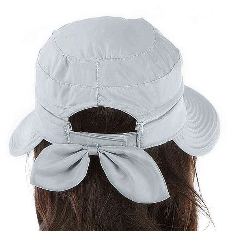 Summer Fashion Korean Style Bowknot Big Visor Cap Color Matching Beach Sun Hat TT@88 G220301