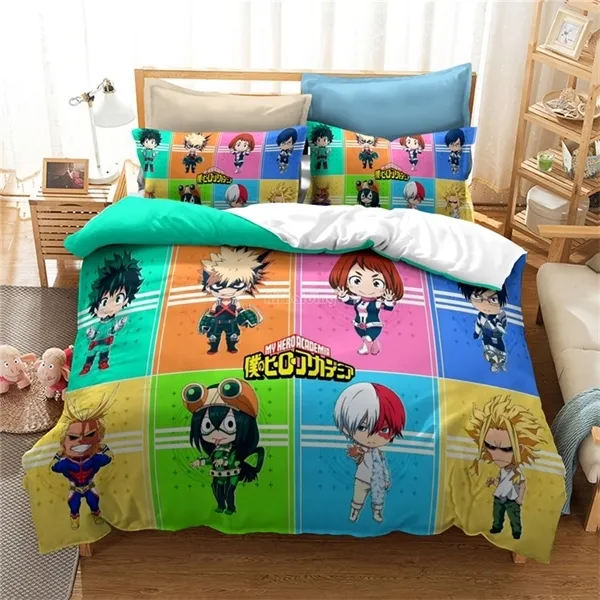 Nuevo My Hero Academia Juego de cama 3d Bakugou Katsuki Todoroki Shouto Funda nórdica Funda de almohada Niños Anime Ropa de cama Ropa de cama C10332t