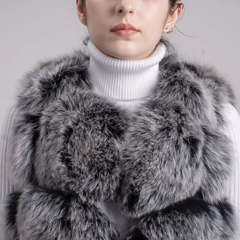 Qiuchen PJ80冬の厚70cm長さの女性ファッション高品質のリアルファーベスト201016