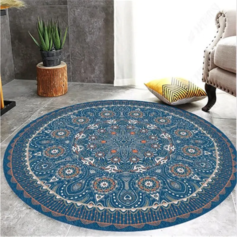 Round Carpet Mandala 120Cm Persian Rugs Bedroom Large Morocco Area Rug For Living Room AntiSlip Baby Kidsroom 60cm Y200416