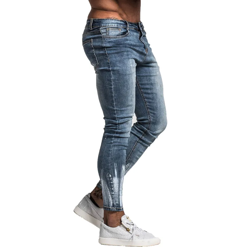 GINGTTO Jeans für Männer Slim Fit Super Skinny Jeans für Männer Street Wear Hip Hop knöchellang eng geschnitten eng am Körper anliegend Big Size St 201111