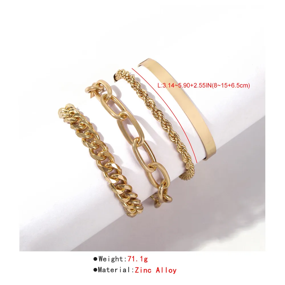 Goldketten-Armband, mehrschichtige Zopfkette, Damenarmbänder, Armreif, Hip-Hop-Nachtclub-Party, Modeschmuck, Will und sandiges Geschenk