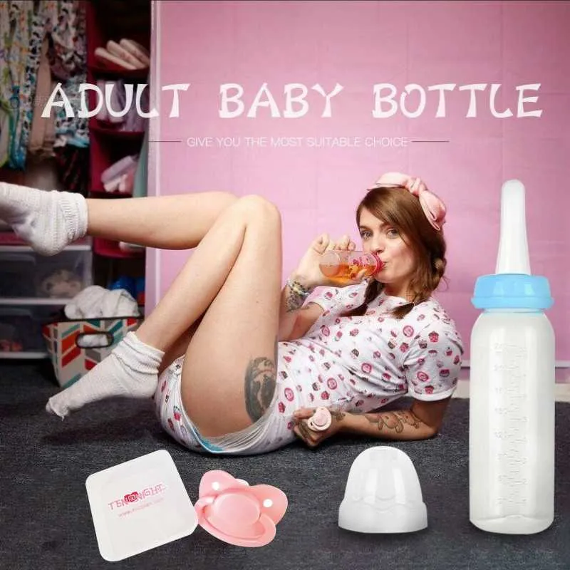 ddlg Biberon adulti con ciuccio abdl i bebe biberon Bottiglie il latte Little Space biberon baby Daddy Girl ciuccio 240ML 220115