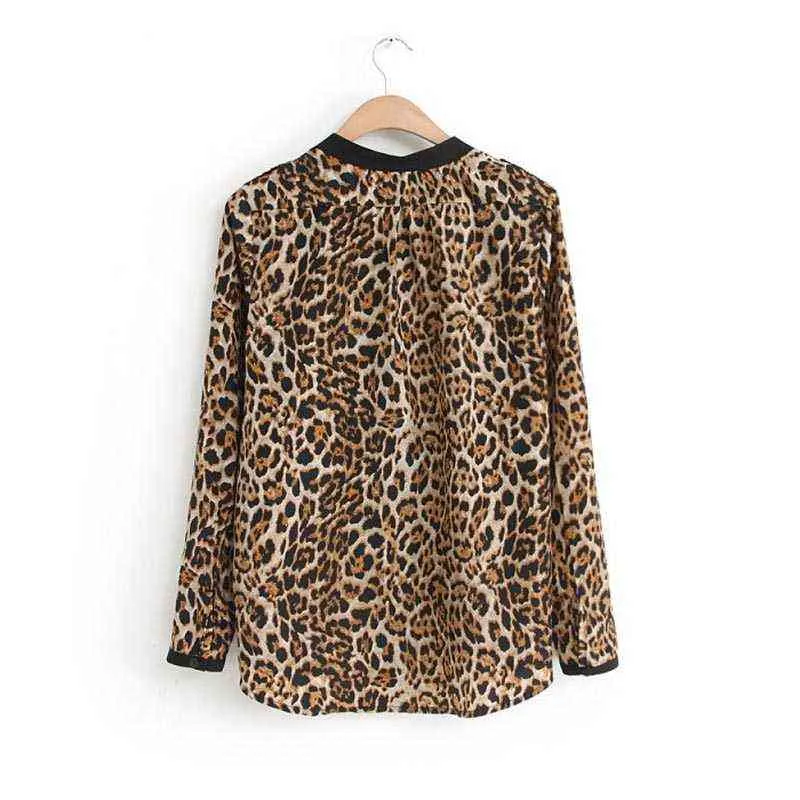 Leopardo stampa donne camicetta manica lunga in chiffon in chiffon tessuto blusa con scollo a V lady ufficio camicia tunica casual allentato cime più taglie Blusasp5 H1230