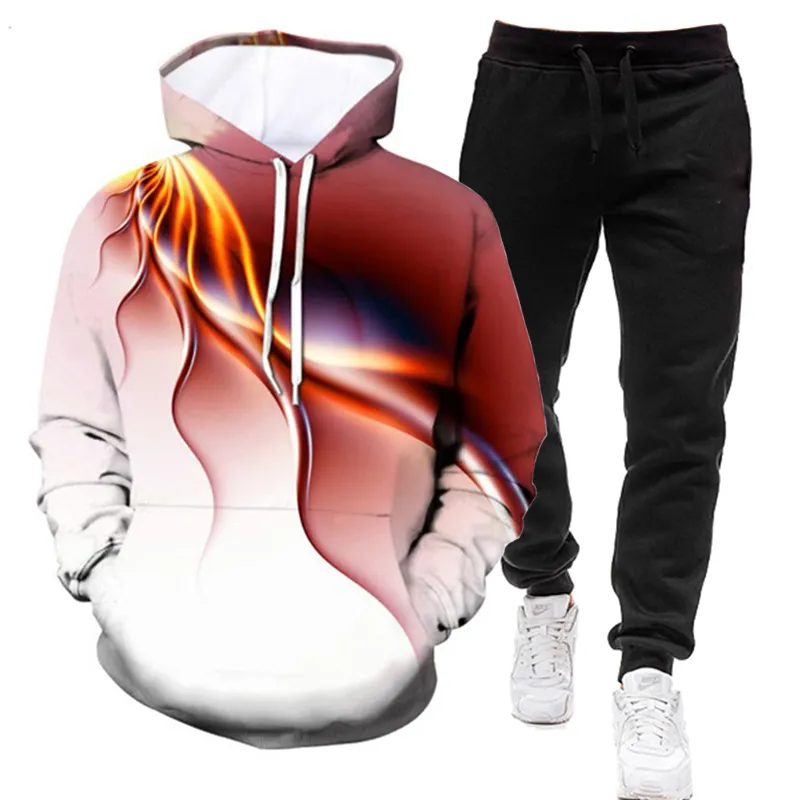 Two Piece Set Tracksuit Men Hooded Zipper Hoodies And Pants Autumn Winter Sweatshirt Outfit Men Clothing Casual Sportswear Suits 201109