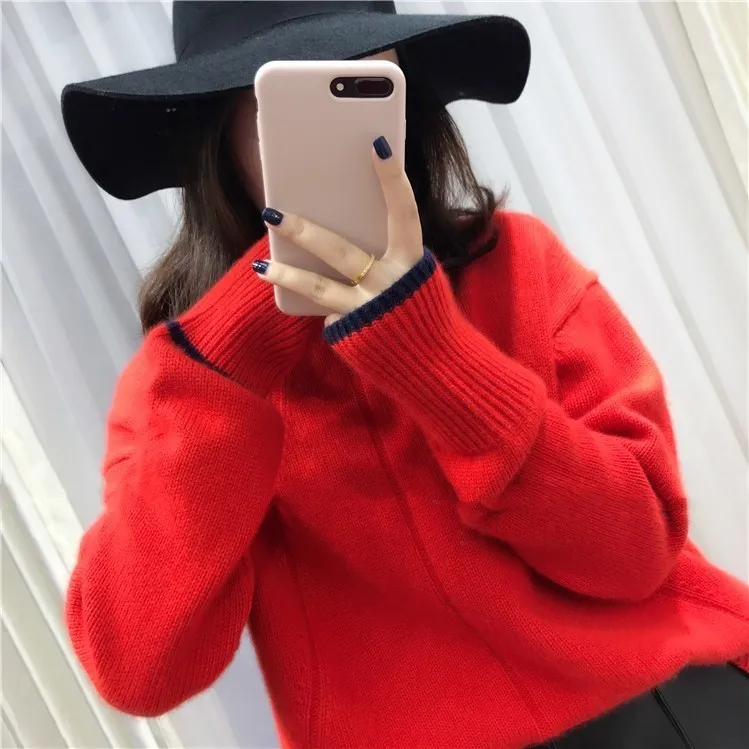 Women Sweaters Winter Woman Double Thickening Loose Turtleneck Cashmere Jumper Female Long Sleeve Casual Knit Pullover 201204