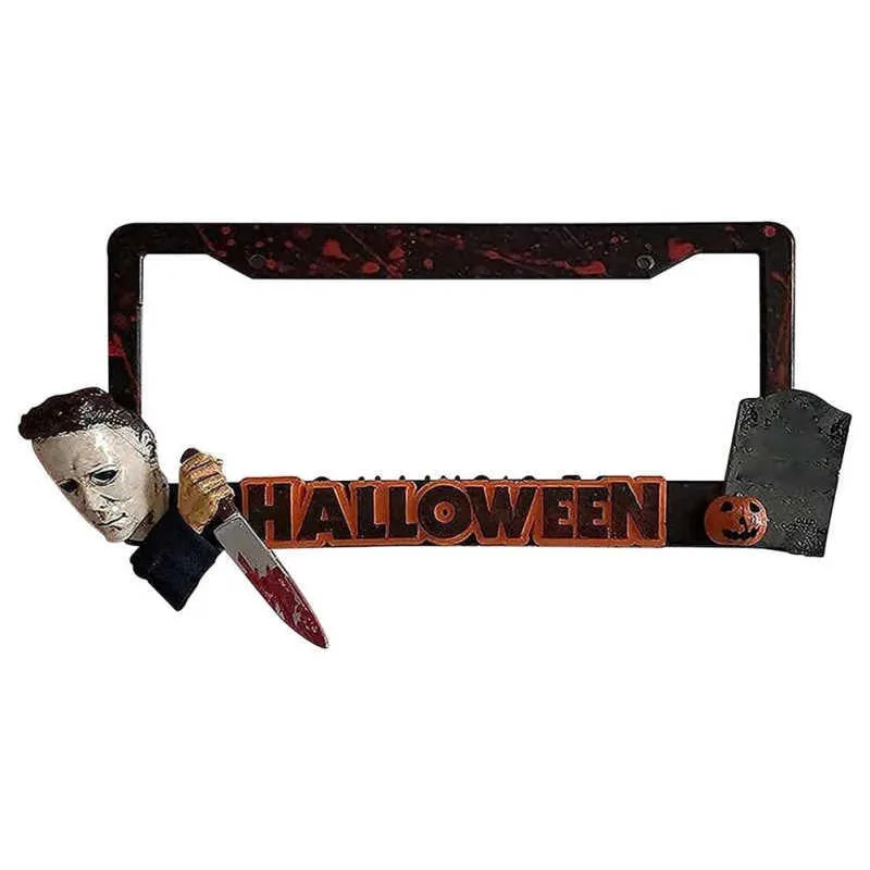 35*23cm Halloween Car License Plate Frame Iron Halloween Personalized Michael Myers For Cars SUV Trucks