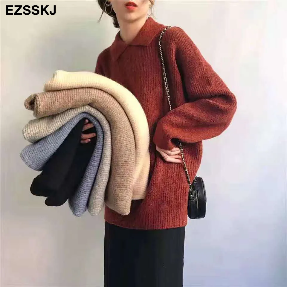 Chic Casual överdimensionerad Autumn Winter Cashmere Tjock tröja Kvinnor Big Sleeve Loose Sweater Pullovers Girl Jumper Top 201221
