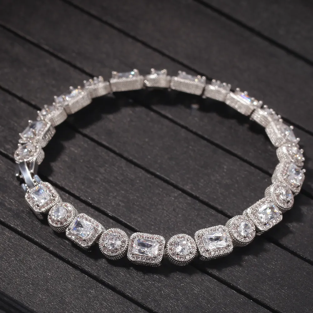 Biżuteria bransoletki hip hopu lodowana diamentowa bransoletka pełna mikro sześcien cyrkonia miedzi miami łańcuch linków kubańska męskie bransoletki 271a