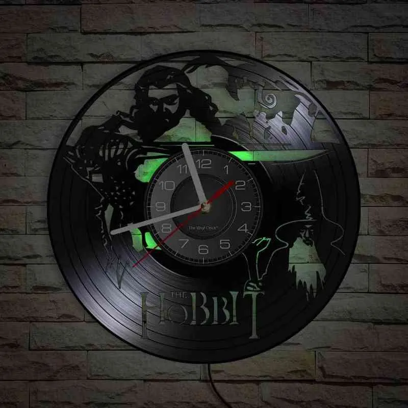 Horloge murale vintage moderne compatible avec Hobbit faite de film vinyle réutilisé Trilogy Laser Cut Handicraft Clock Watch H1230