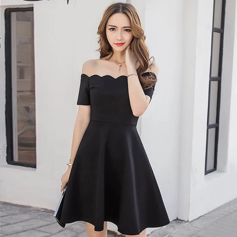 2021 in Girly Birthday Party Short Fashion Line Dressed As Princess Simple New Spring the Shoulder Empire Sexy High Waist Black QVE51173918