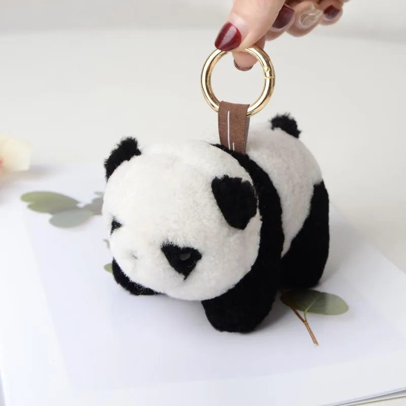 Creative Fashion Plush Animal Panda Keychain Par Auto Key Chains Key Rings Women Charm Car Bag Pendant Christmas Gift Jewelry284J