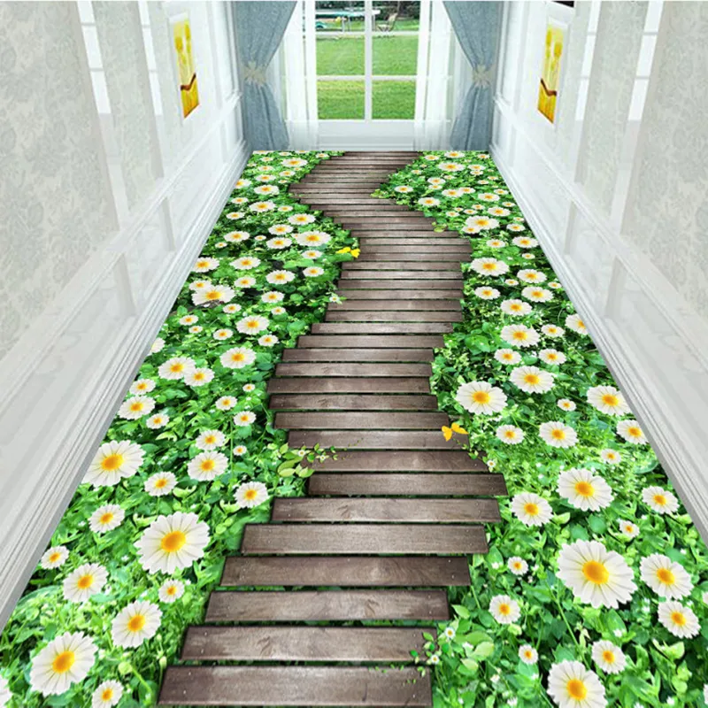 Sonbahar tarzı uzun lobi halı taze yeşil çim desen merdiven koridor ev koridor koridor parti düğün kırmızı alan kilim 220301