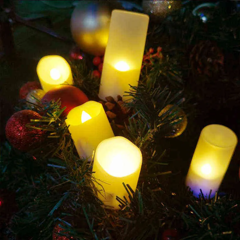 6 pièces bougie LED rechargeable par USB scintillement sans flamme avec minuterie à distance lumière de thé nouvel an bougies de noël décoration pour la maison H7531198