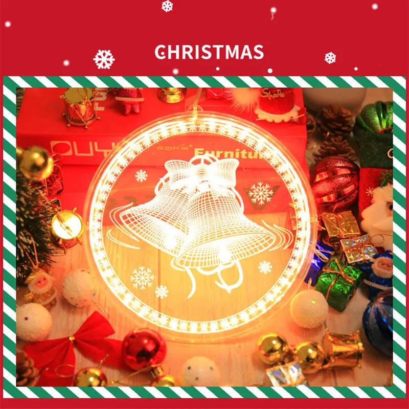 Light string LED elderly decoration Christmas tree color printing disc copper wire curtain light waterproof remote control USB T1I2984