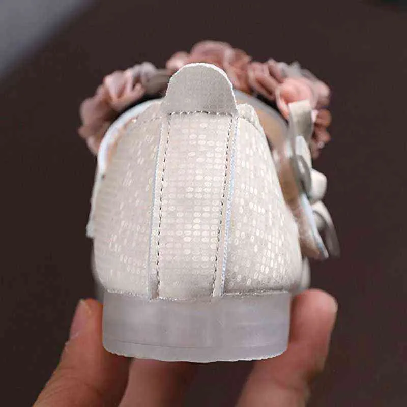 Sports Shoes Children's Flats Lace Big Flower Princess Party Performance Baby Student Girl for Kids Soft Sole Leather