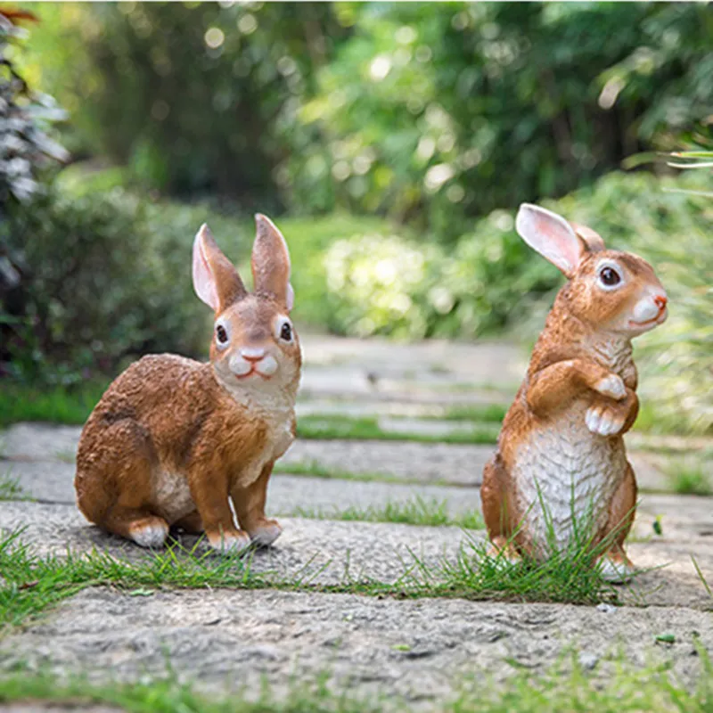 S /L Home Garden Decoration Outdoor Harts Bunny Rabbit Figurines Ornament Garden Art Animal Figures House Gardening Decor T200117