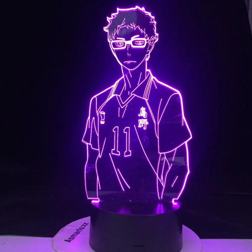 Kei Tsukishima 3D LAMPAGGIO ANIME LED HAIKYUU MANGA Gift Anime Lampada 3D Light Light Light Otaku Gift ben imballato e Fast Dropship2487