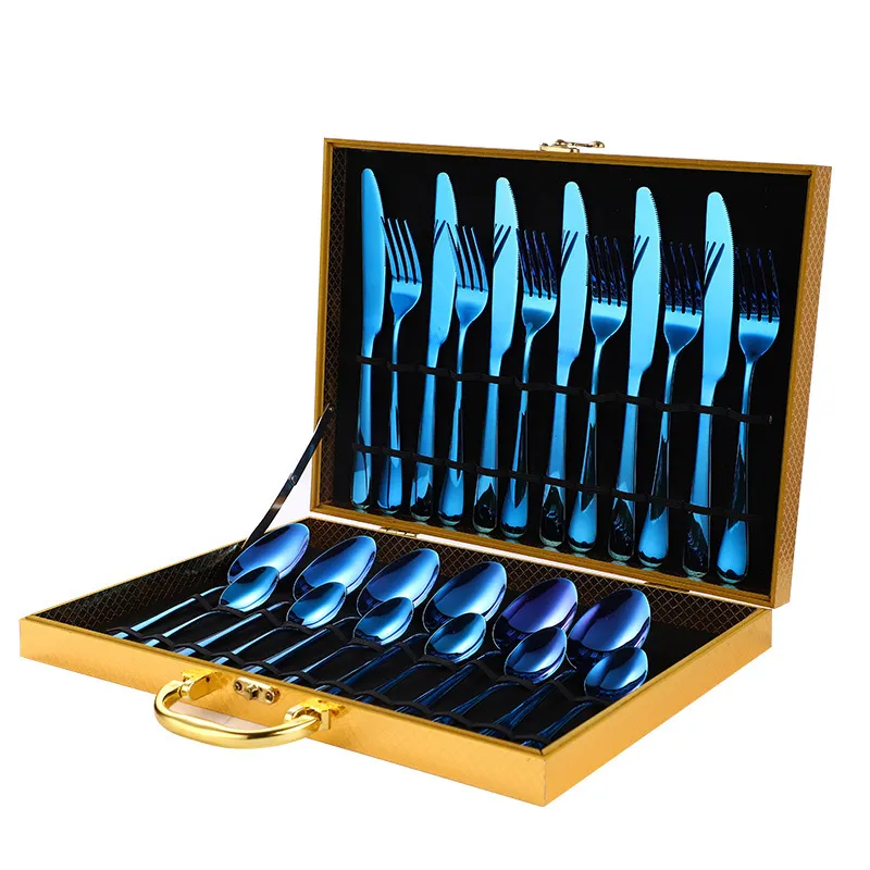 Rainbow Cutlery Stainless Steel RainbowCutlery Tableware Fork Spoon Knife Gift Dinnerware Set Box 201128