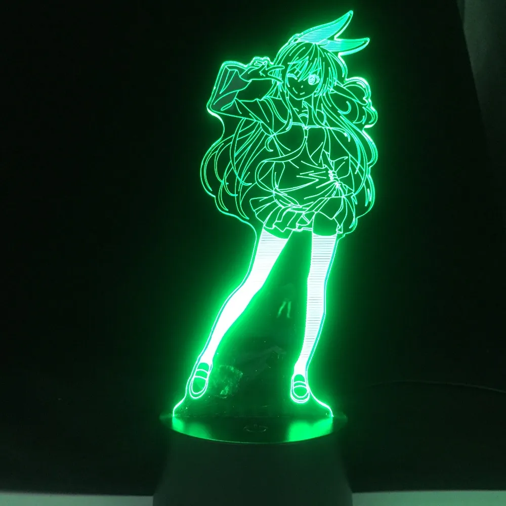 Śliczny japoński Waifu 3D Night Light Anime Lampa Yumeko Jabami z Kakegurui Compulsive Gambler Decor USB Drop212f