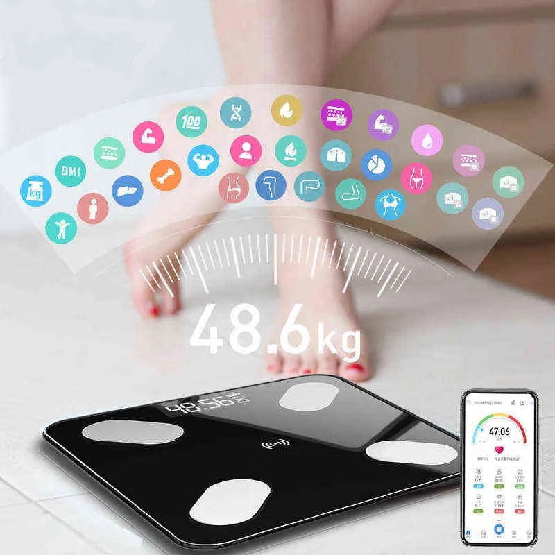 Bluetooth-Compatible Body Fat Scale Smart BMI Electronic Scales Digital Bathroom Weight Scale Balance Body Composition Analyzer H1229