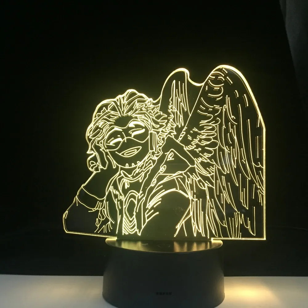 Hawks Keigo Takami ANIME LAMPARE 3D LAMPAGGIO MY Hero Academia Room Decor Nightlight Control Control Colori regalo Tabella 3D LAMP283A