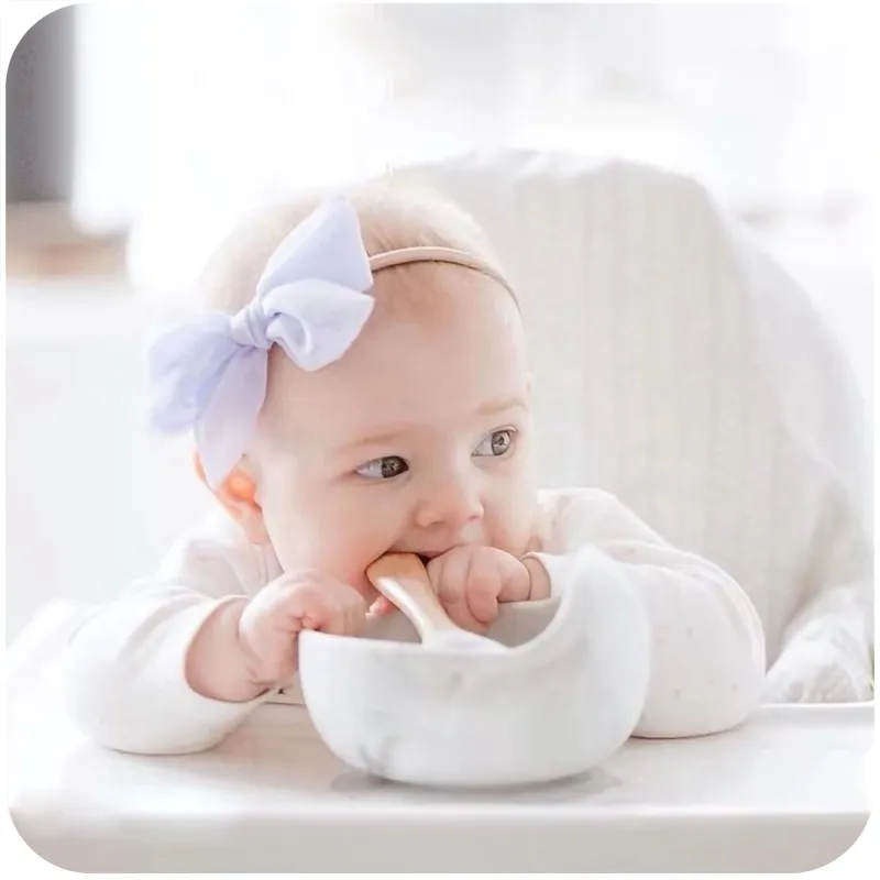 Siliconen Slabbetjes Kom Sets Baby BPA Gratis Siliconen Kauwen Food Grade Pasgeboren Accessoires Tanden Babyvoeding Benodigdheden LJ201110