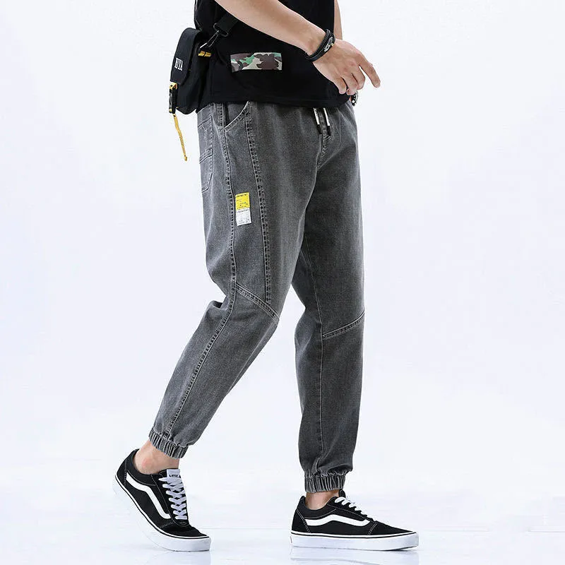 hot style trendy men's jeans men's loose trendy brand harem cropped trousers all-match Korean casual pants 201117