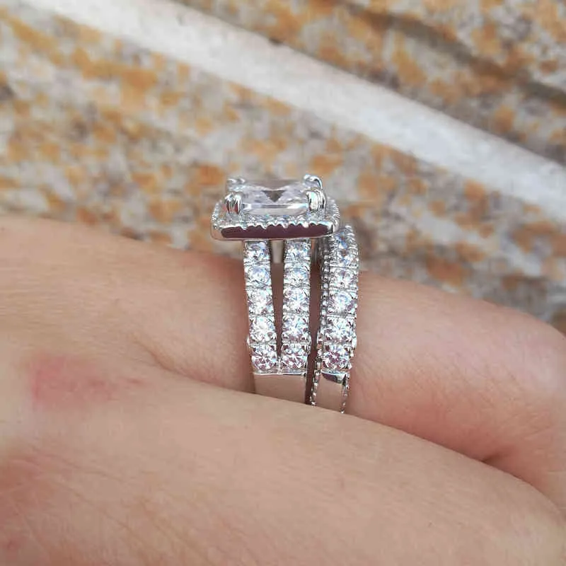 She Wedding Ring Set Classic Jewelry 28 CT Princess Cut AAAAA CZ 925 Sterling Silver förlovningsringar för kvinnor JR4887 22018433865
