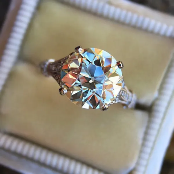 18 K ホワイト ゴールド 3Ct ラウンド モアッサナイト ソリティア婚約指輪ブライダル ウェディング ジュエリー ギフト サイズ 6 7 8 9 10