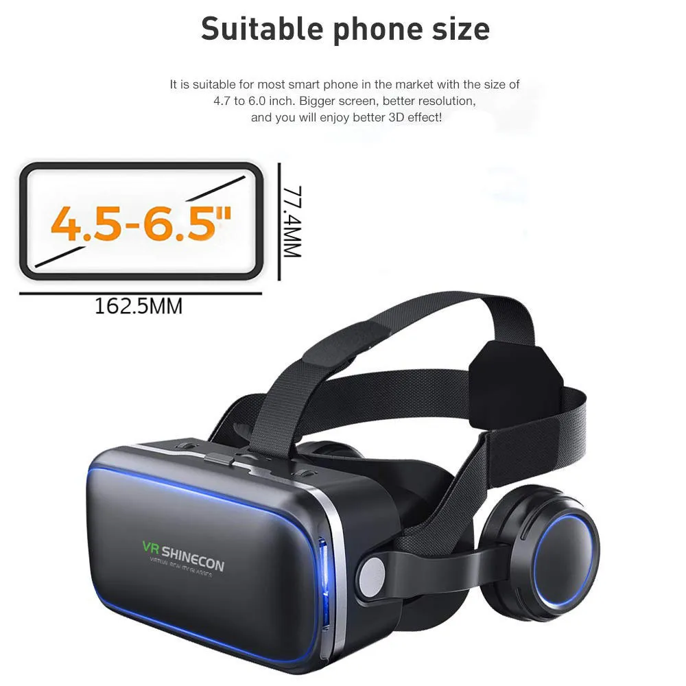 Oryginalne VR Shinecon 6 0 Wersja standardowa i wersja słuchawkowa Wirtualna rzeczywistość VR okularów słuchawek Hełmy Opcjonalny kontroler LJ200253K