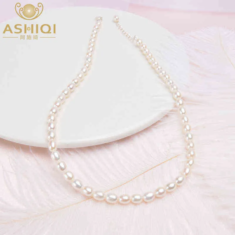 Ashiq Real Mini Natural Freshwater Pearl Necklace 925 Jóias de prata esterlina para crianças Crianças menina adorável presente o ano 220114