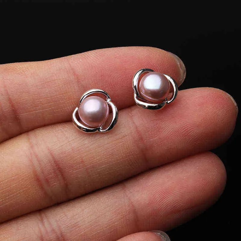 925 bijoux en argent Sterling perle boucles d'oreilles Fine clou blanc naturel pour les femmes en gros 220125