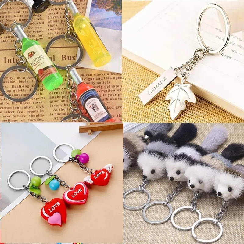 30mm Flat Key Chain Rings Kit Including Split Keychain Rings Jump Rings Screw Eye Pins Jewelry Findings Making5829272