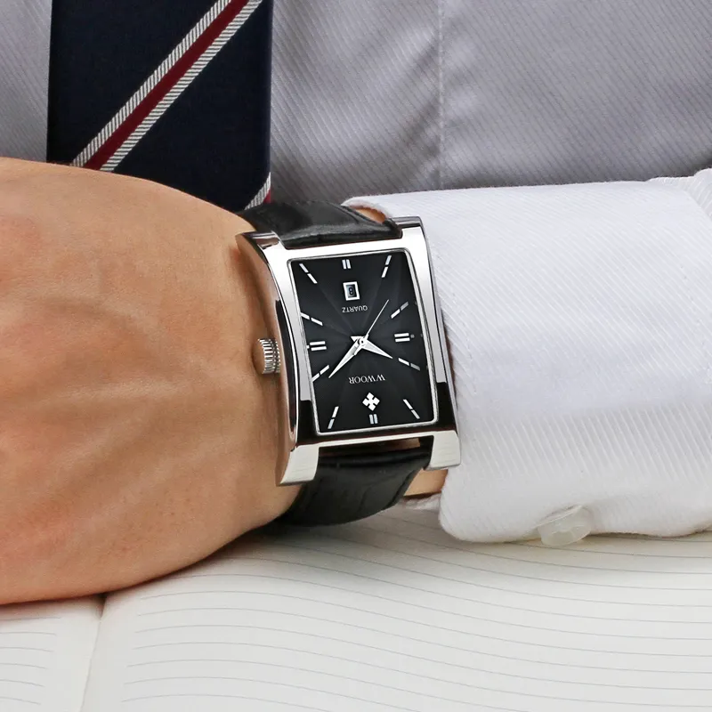 Heren Horloges Topmerk Luxe Wwoor Zakelijke Mannelijke Horloges Waterdicht Minimalistische Lederen Horloge Mannen Relogio Masculino 220225330T