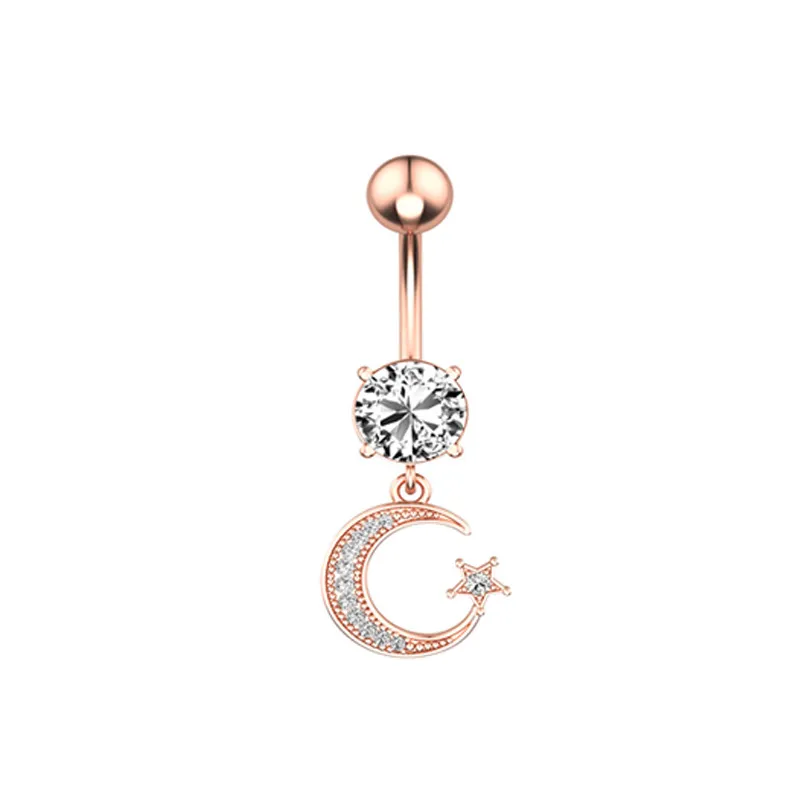 Rose blanc couleur cristal amour coeur nombril Piercing cloche bouton anneaux chirurgical en acier inoxydable pour les femmes mode été plage fête bijoux