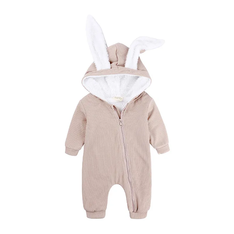 Bébé vêtements garçon dessin animé lapin combinaison Robe avec fermeture éclair né barboteuse fille 210515