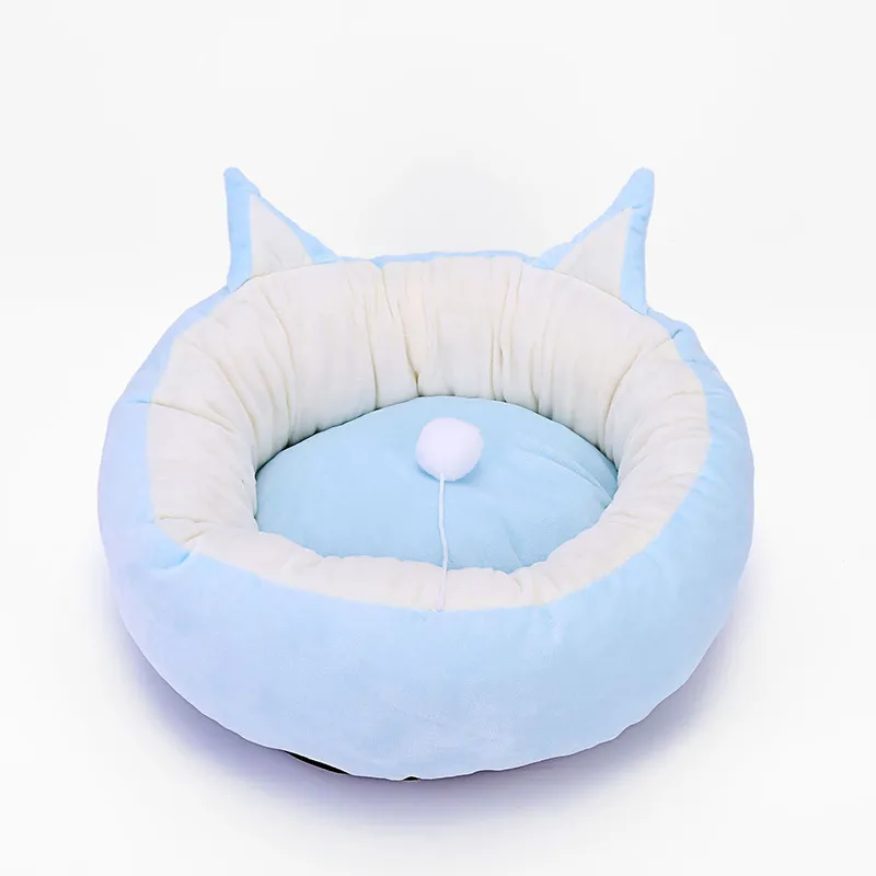 Stock Round Plush Dog Bed House Mat Winter Warm Sleeping Cats Nest Soft Long Dogs Basket Pet Cushion Portable Pets Supplies 0303