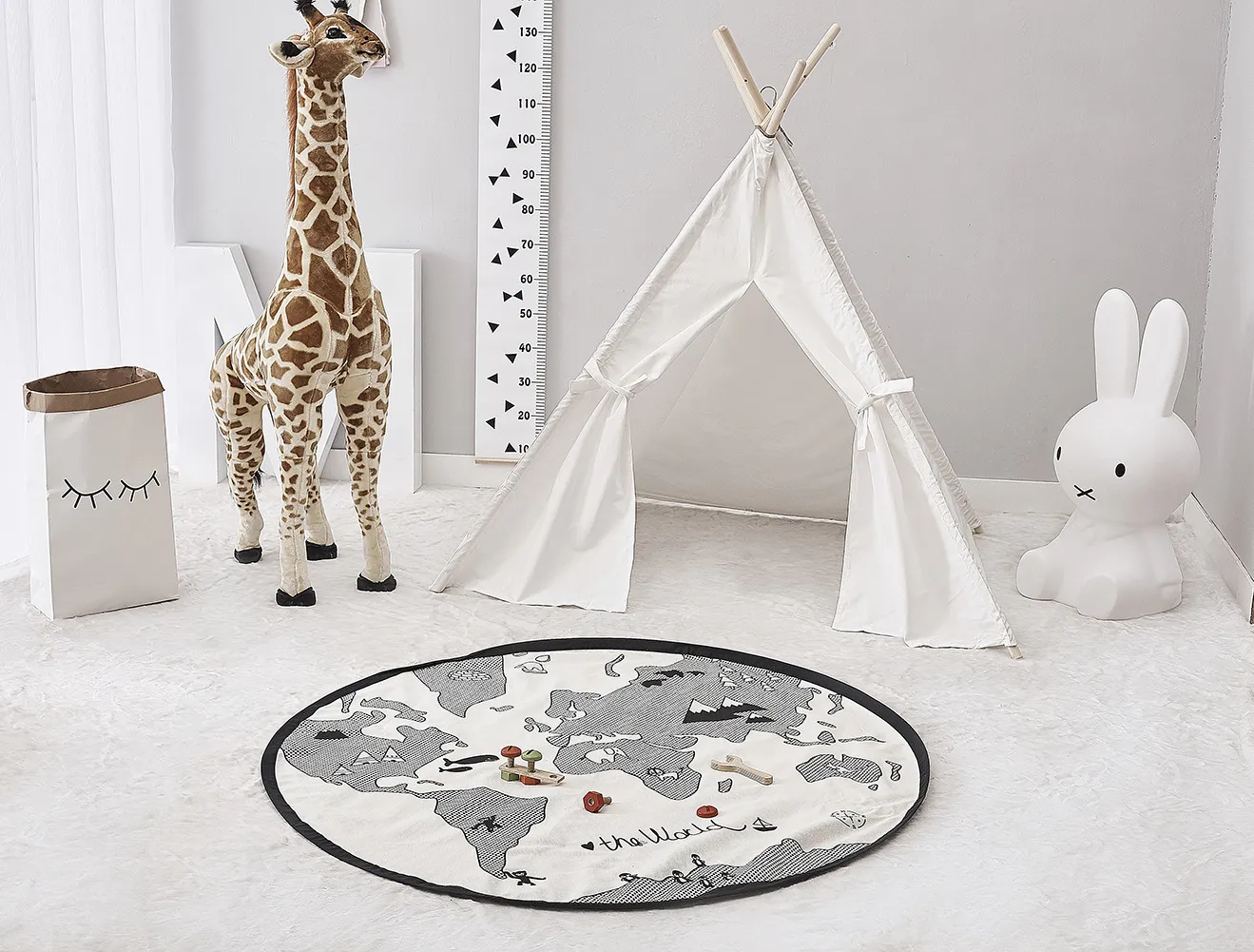 Carpete redondo de algodão para brincar de bebê e rastrear diâmetro 135cm mapa mundial tapetes de impressão da sala de estar Y200416