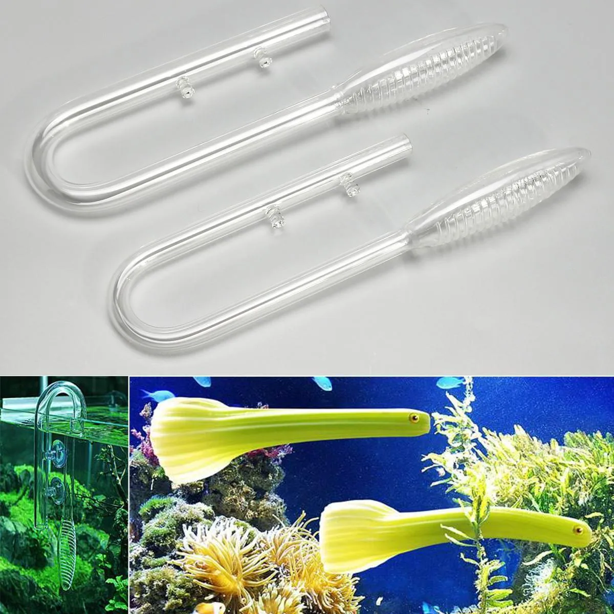 Rium Fish Tank Lily Violet dans un tuyau en verre transparent 1317mm Tube Filtre à plantes Accessoire avec ventouses Set Y200917